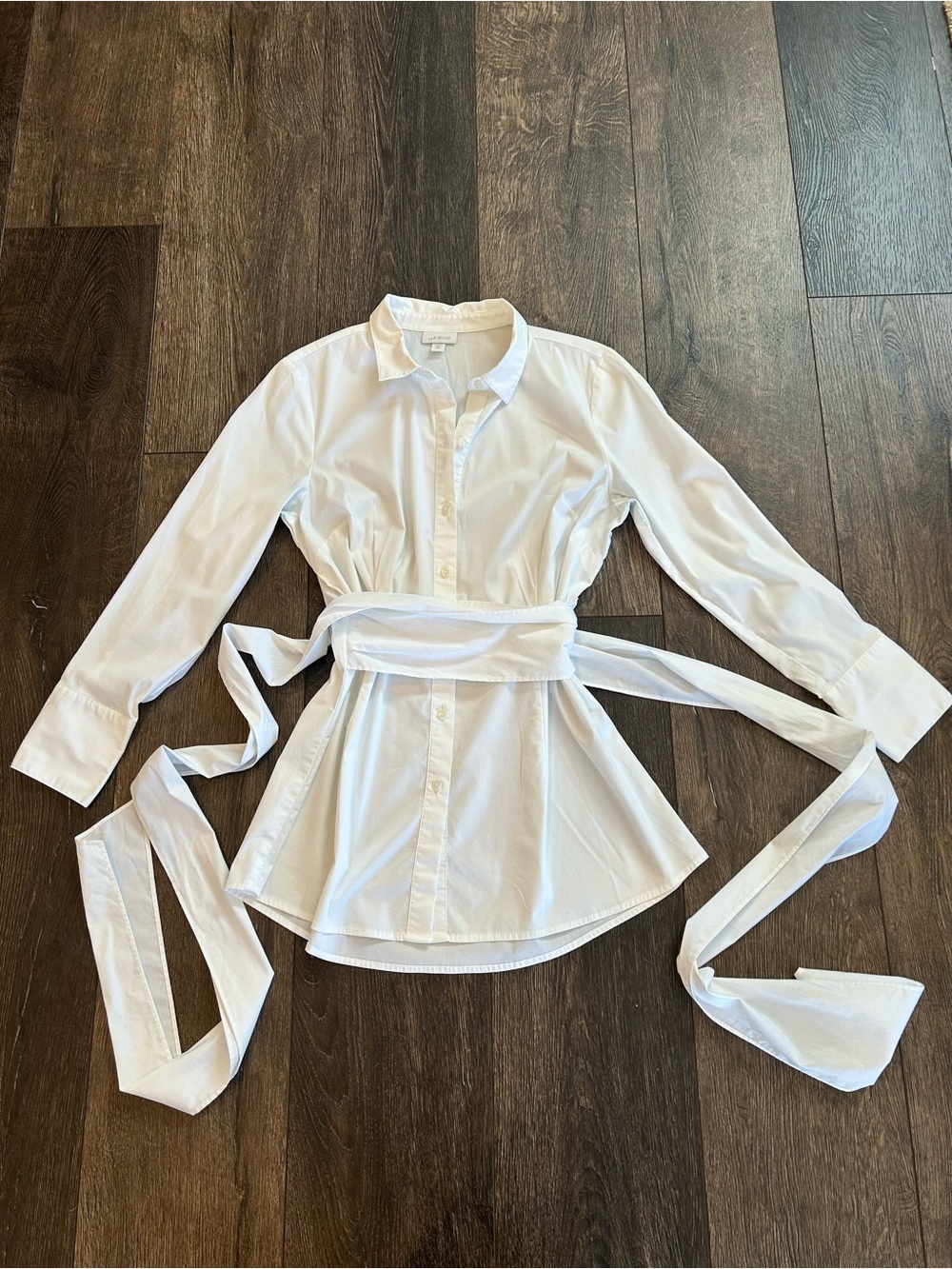 J.Jill White Shirt Collection, Tie-Waist Peplum Shirt, M Petite